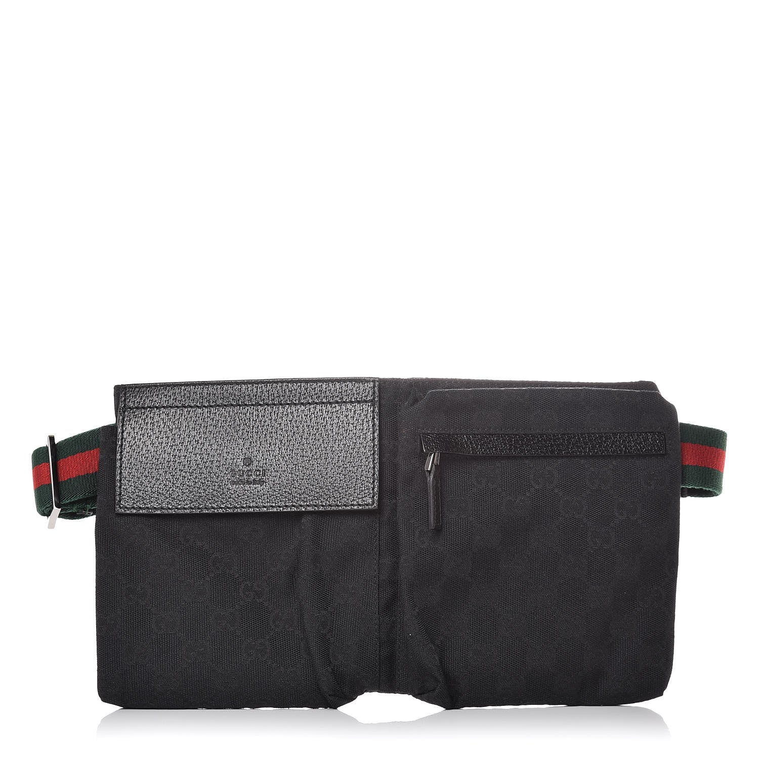 Gucci GG Monogram Web Double Pocket Belt Bag Black 1 of 9
