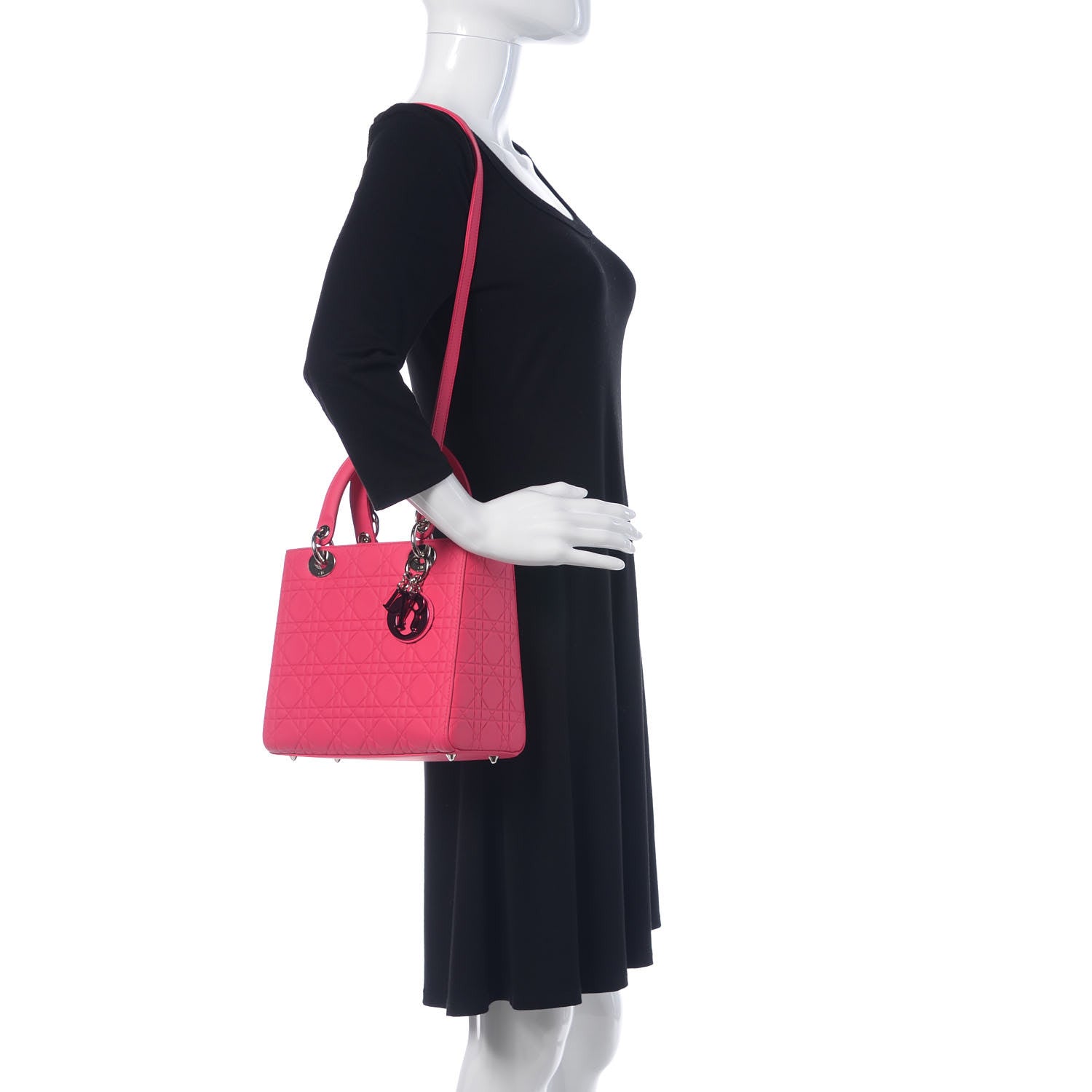 Christian Dior Ultra Matte Calfskin Cannage Medium Lady Dior Pink 3 of 15