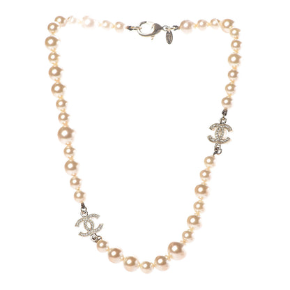 Chanel Crystal Pearl CC Short Necklace Gold 3 of 7