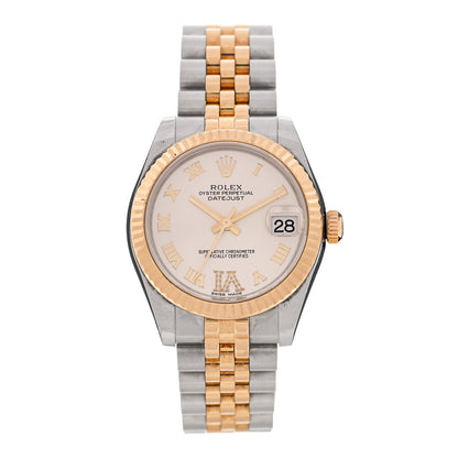 Rolex Stainless Steel 18K Yellow Gold Diamond 31mm Oyster Perpetual Datejust Watch Silver Roman 178273 1 of 5
