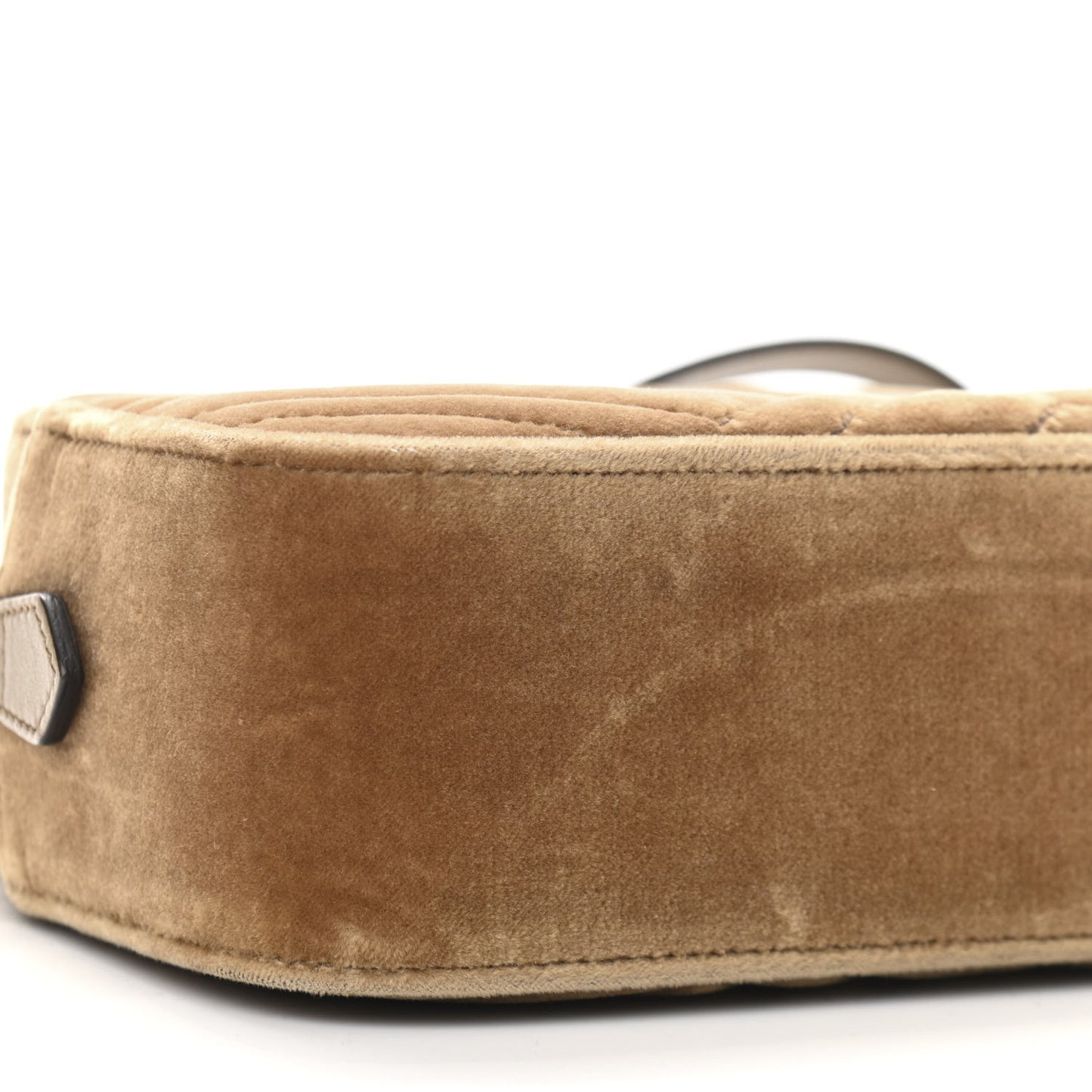 Velvet Matelasse Small GG Marmont Chain Shoulder Bag Taupe