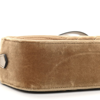 Gucci Velvet Matelasse Small GG Marmont Chain Shoulder Bag Taupe 9 of 11