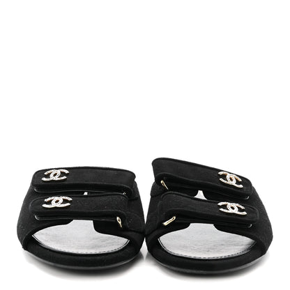 Chanel Suede Kidskin Velcro Mules 38.5 Black 3 of 8