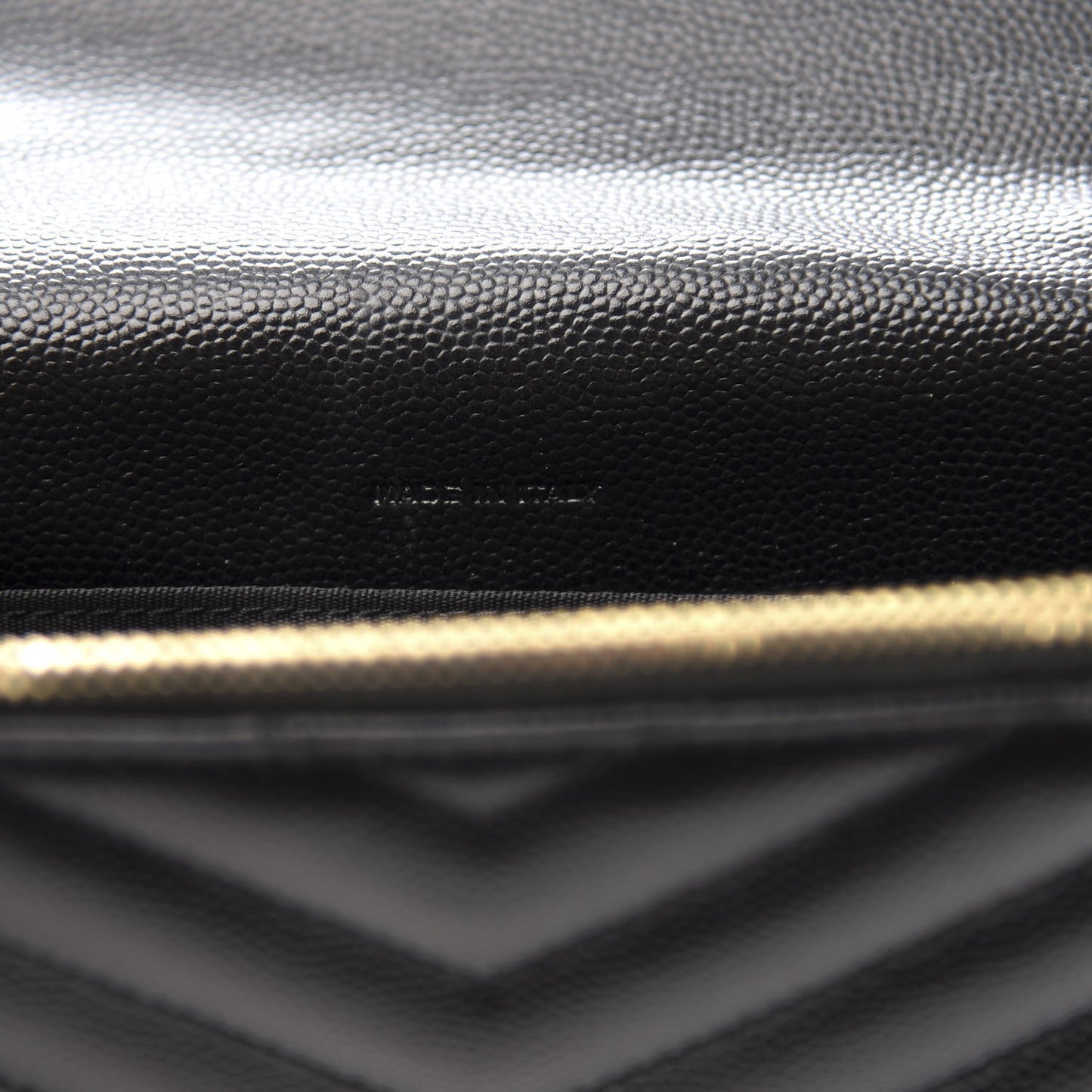 Grain De Poudre Matelasse Chevron Monogram Envelope Chain Wallet Black