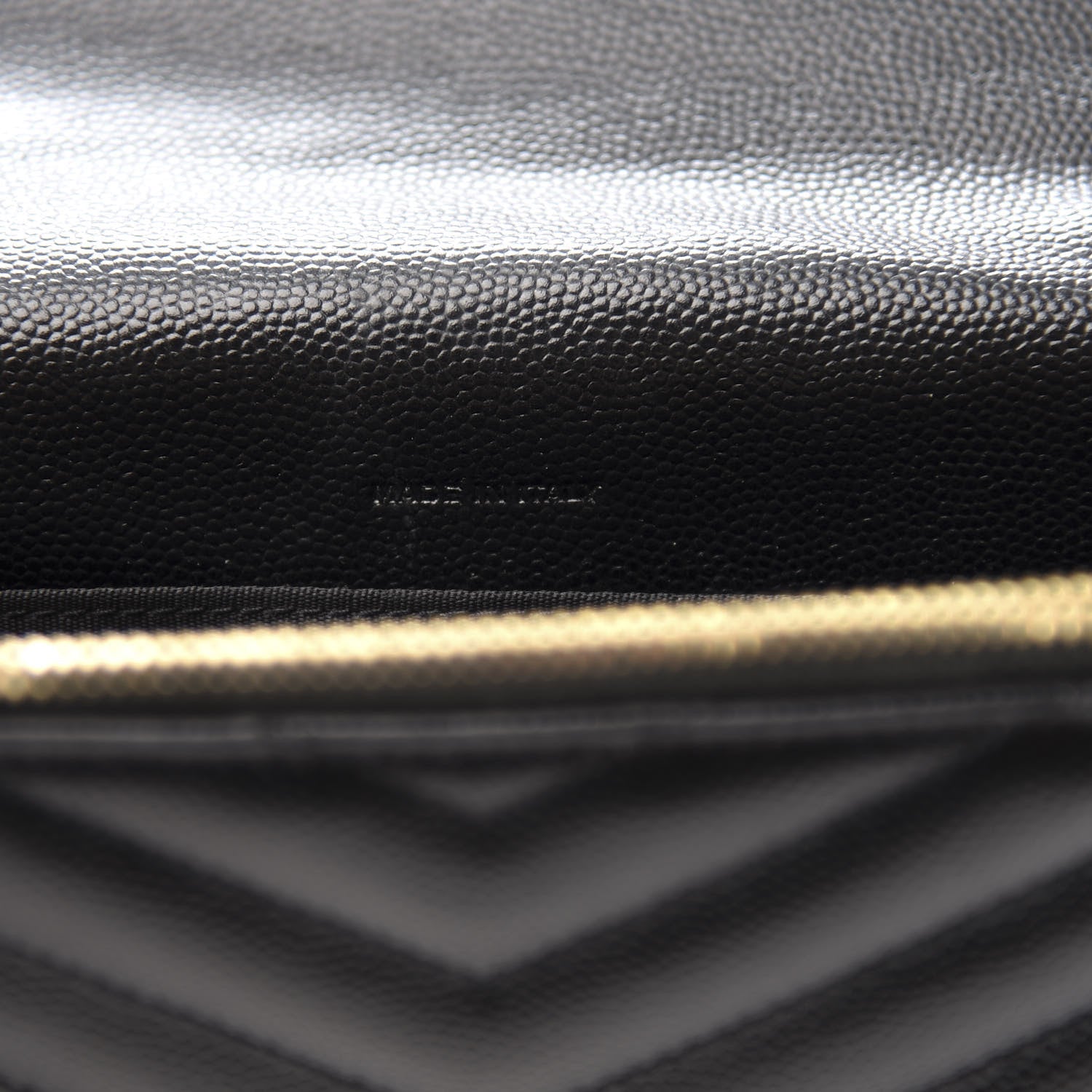 Saint Laurent Grain De Poudre Matelasse Chevron Monogram Envelope Chain Wallet Black 6 of 11