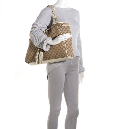 Gucci Monogram Peggy Braided Tote Off White 2 of 8