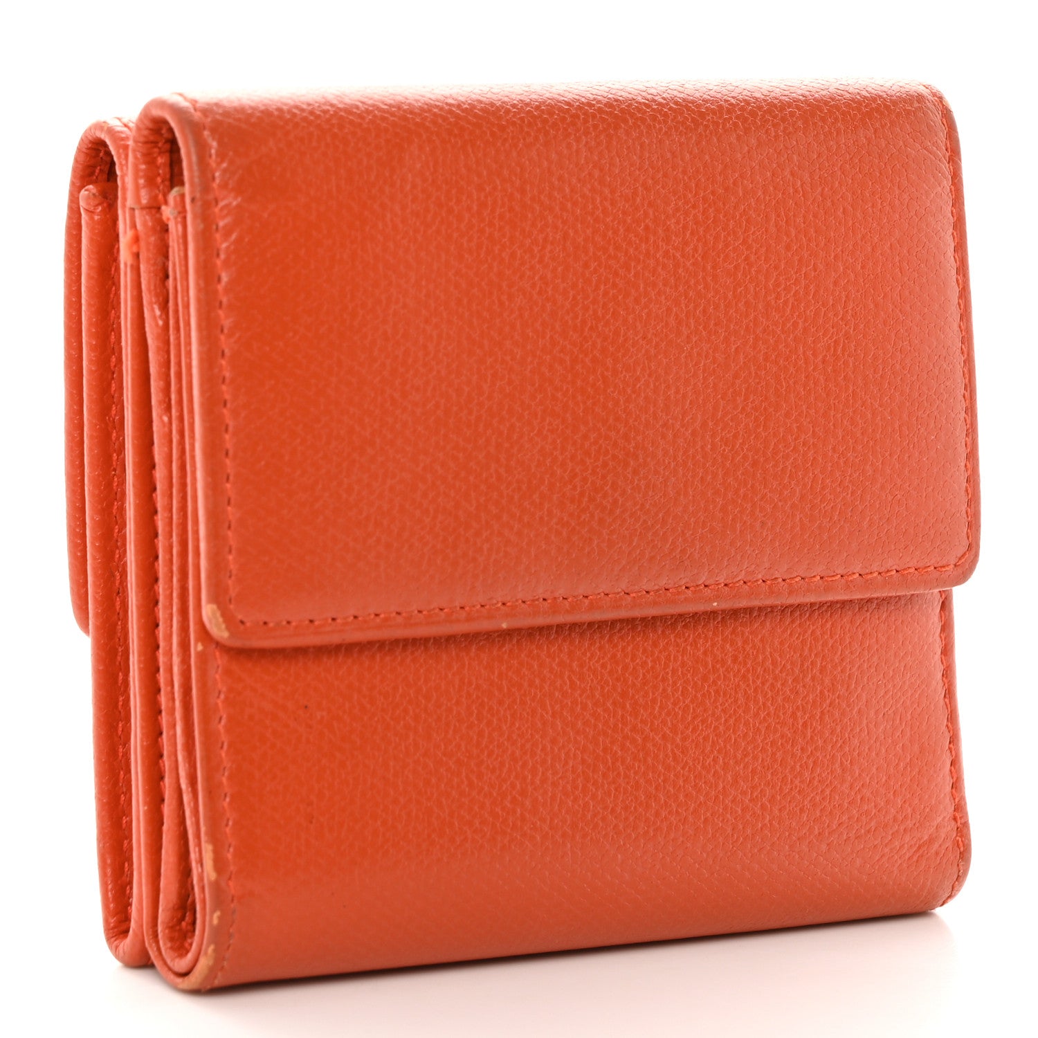 Chanel Grained Calfskin CC Button Compact Wallet Orange 3 of 11
