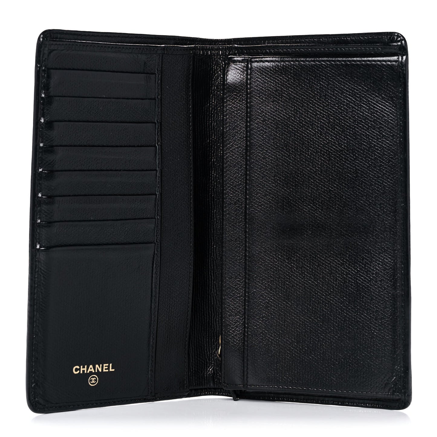 Grained Calfskin CC Button Yen Wallet Black
