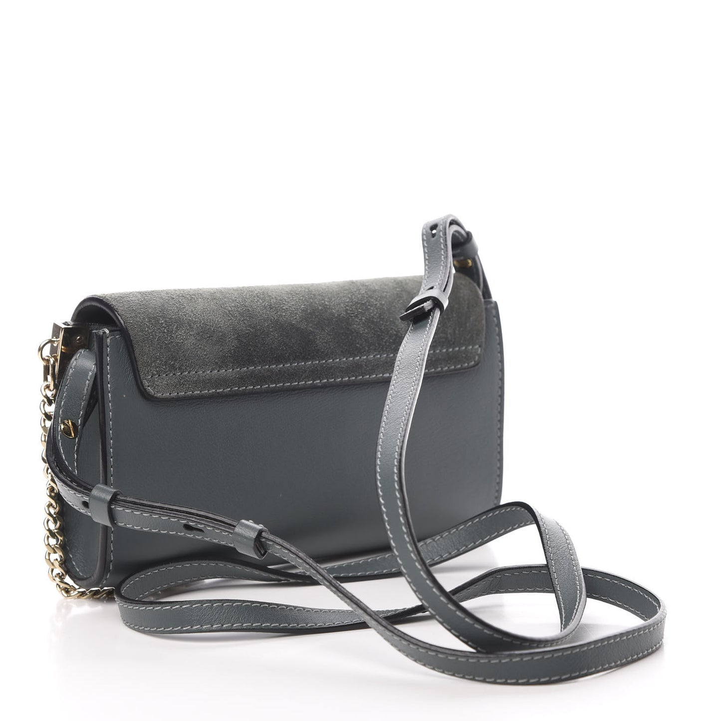 Suede Calfskin Mini Faye Shoulder Bag Cloudy Blue