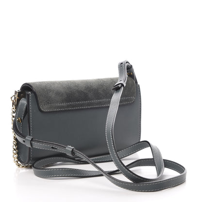 Chloe Suede Calfskin Mini Faye Shoulder Bag Cloudy Blue 3 of 11