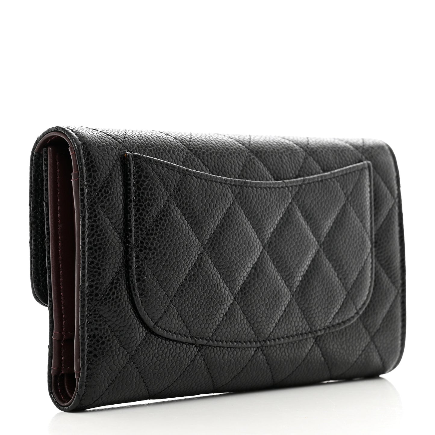 Caviar Quilted Large Flap Wallet Black