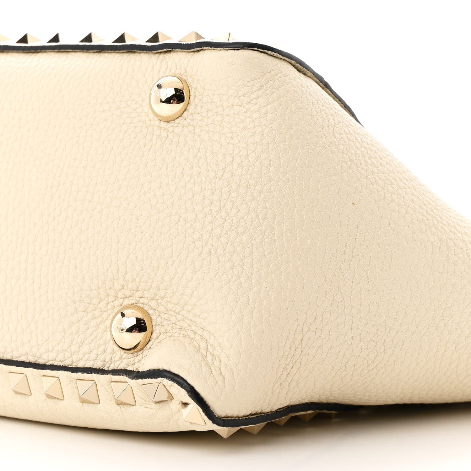 Valentino Garavani Pebbled Calfskin Small Rockstud Tote Ivory 9 of 9