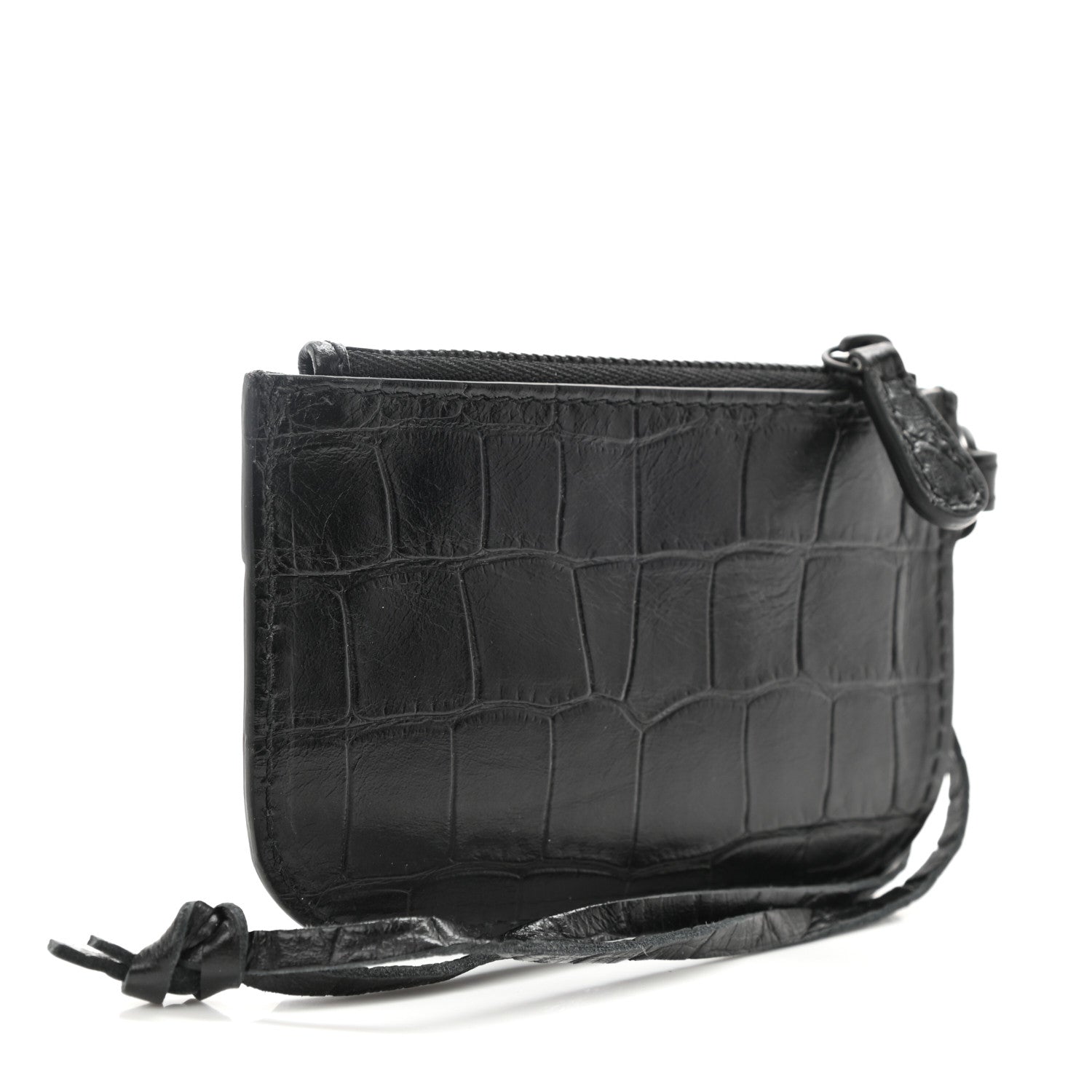 Balenciaga Calfskin Crocodile Embossed Le Cagole Pouch Black 3 of 7