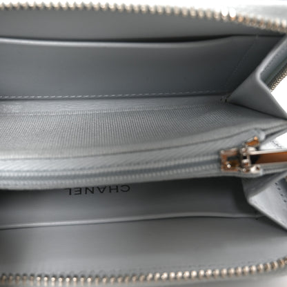 Chanel Caviar Quilted Crystal Star Zip Coin Purse Light Blue 5 of 7
