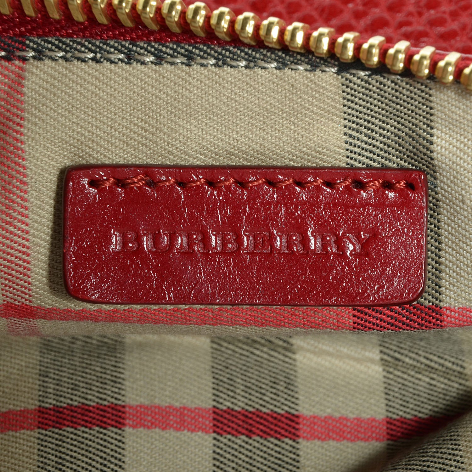 Burberry Pebbled Leather Slim Peyton Crossbody Clutch Bag Military Red 9 of 11