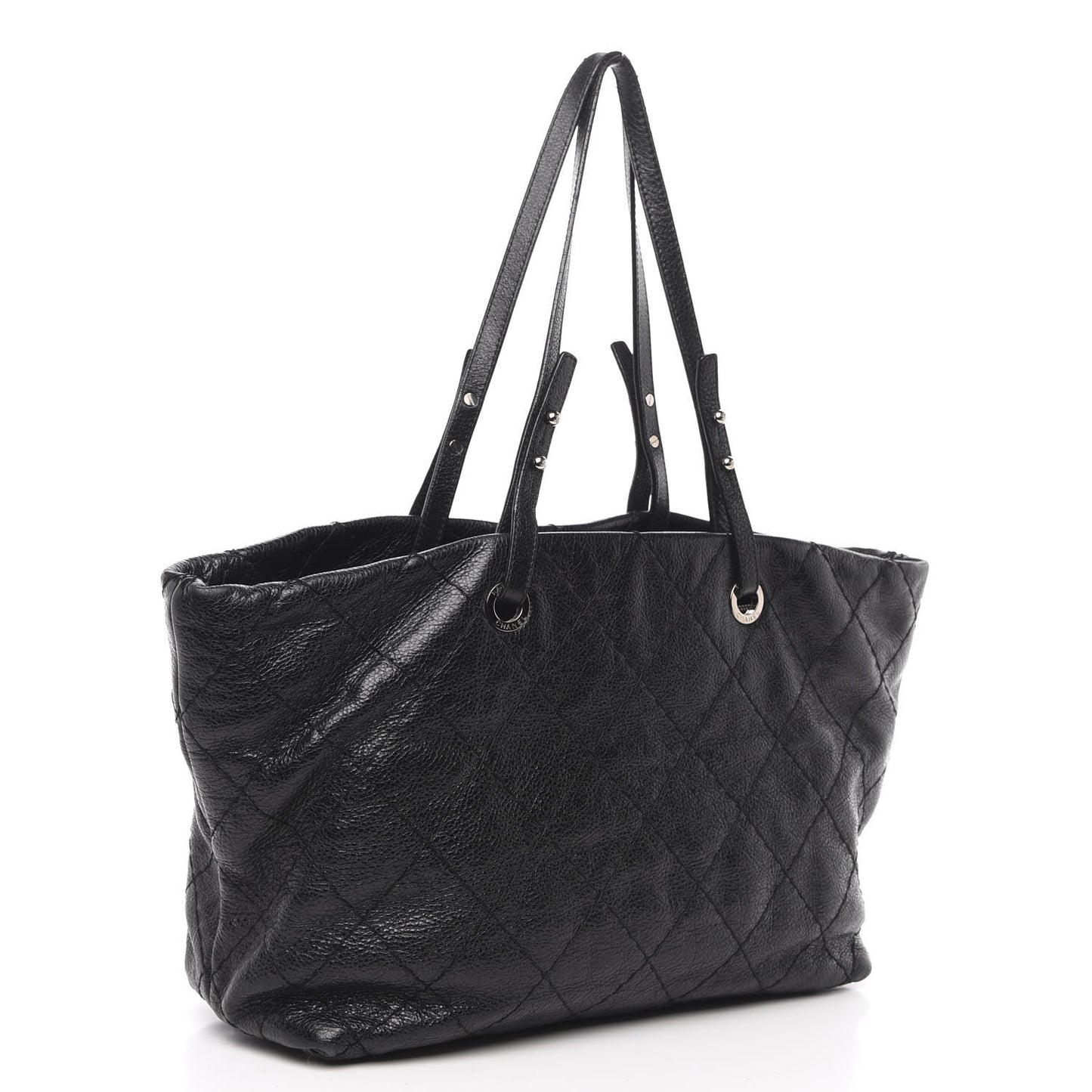 Glazed Calfskin Large On The Road Tote Black