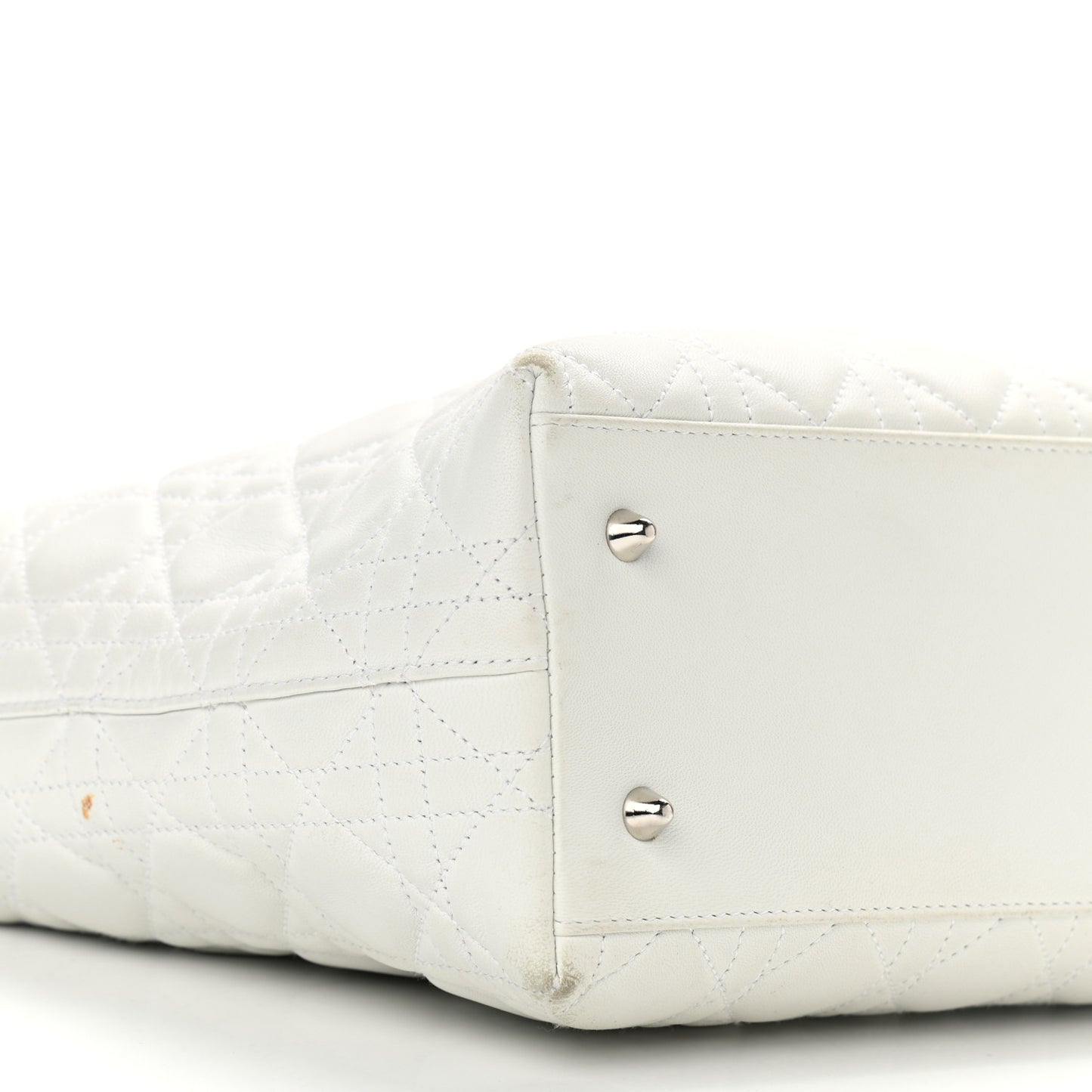 Lambskin Cannage Large Lady Dior Shopper Tote White