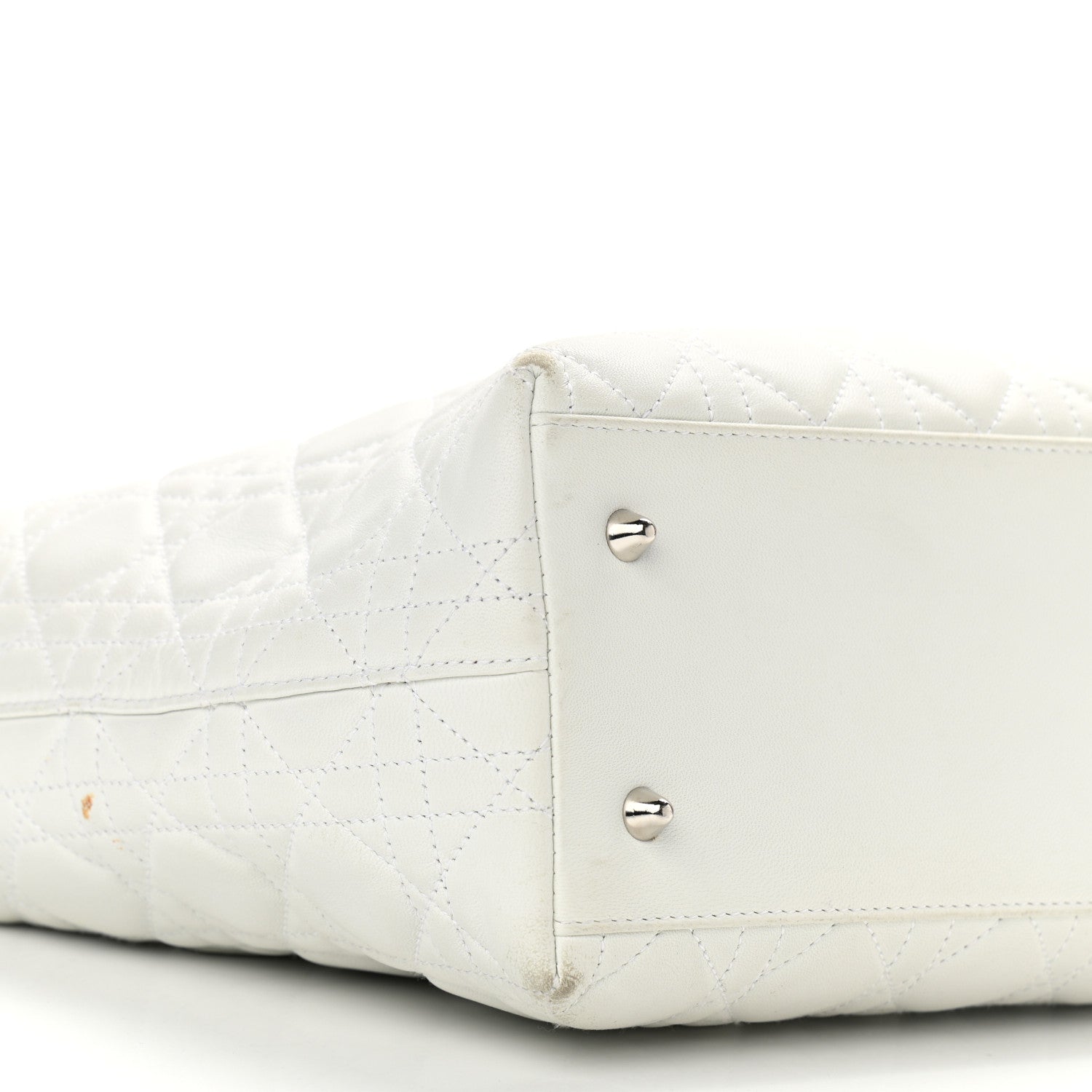 Christian Dior Lambskin Cannage Large Lady Dior Shopper Tote White 9 of 16