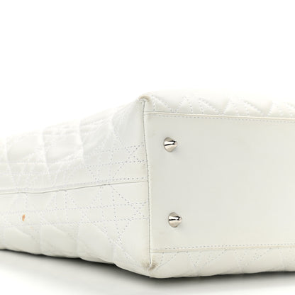 Christian Dior Lambskin Cannage Large Lady Dior Shopper Tote White 9 of 16