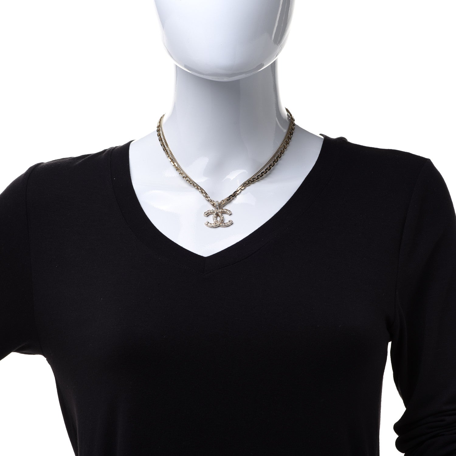 Chanel Crystal CC Multi Strand Chain Necklace Gold 2 of 6