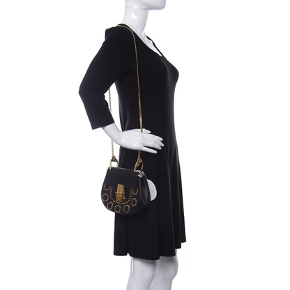 Chloe Calfskin Suede Studded Mini Drew Shoulder Bag Black 2 of 10