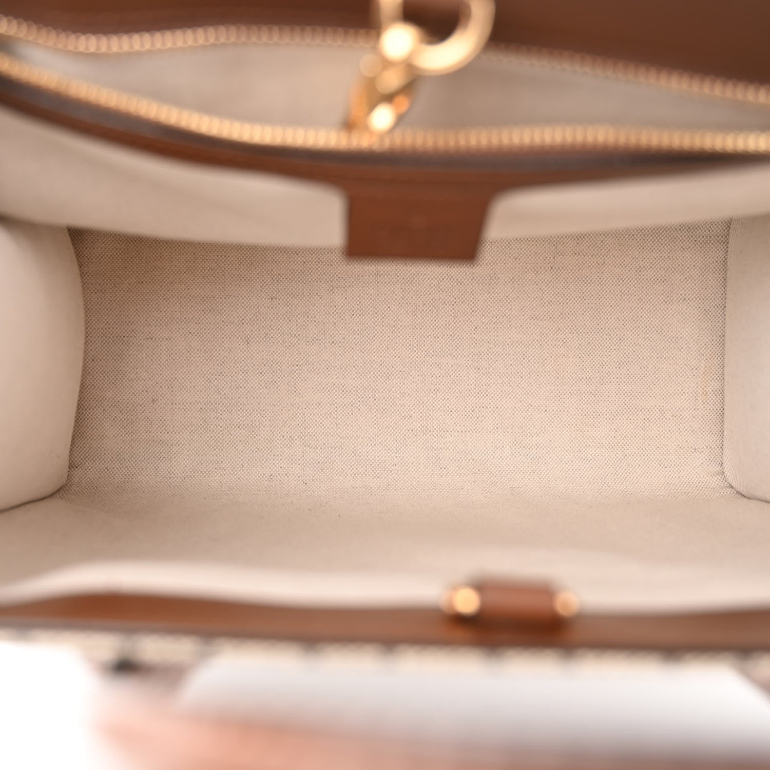 Gucci GG Supreme Monogram Azalea Calfskin Small Retro Interlocking G Tote Bag Beige Ebony Brown Sugar 5 of 10