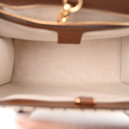 Gucci GG Supreme Monogram Azalea Calfskin Small Retro Interlocking G Tote Bag Beige Ebony Brown Sugar 5 of 10