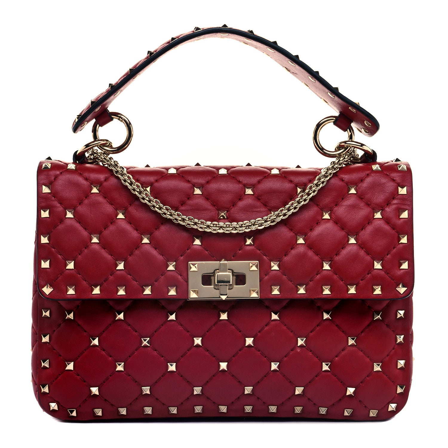 Valentino Garavani Nappa Medium Rockstud Spike Shoulder Bag Rubino 1 of 9