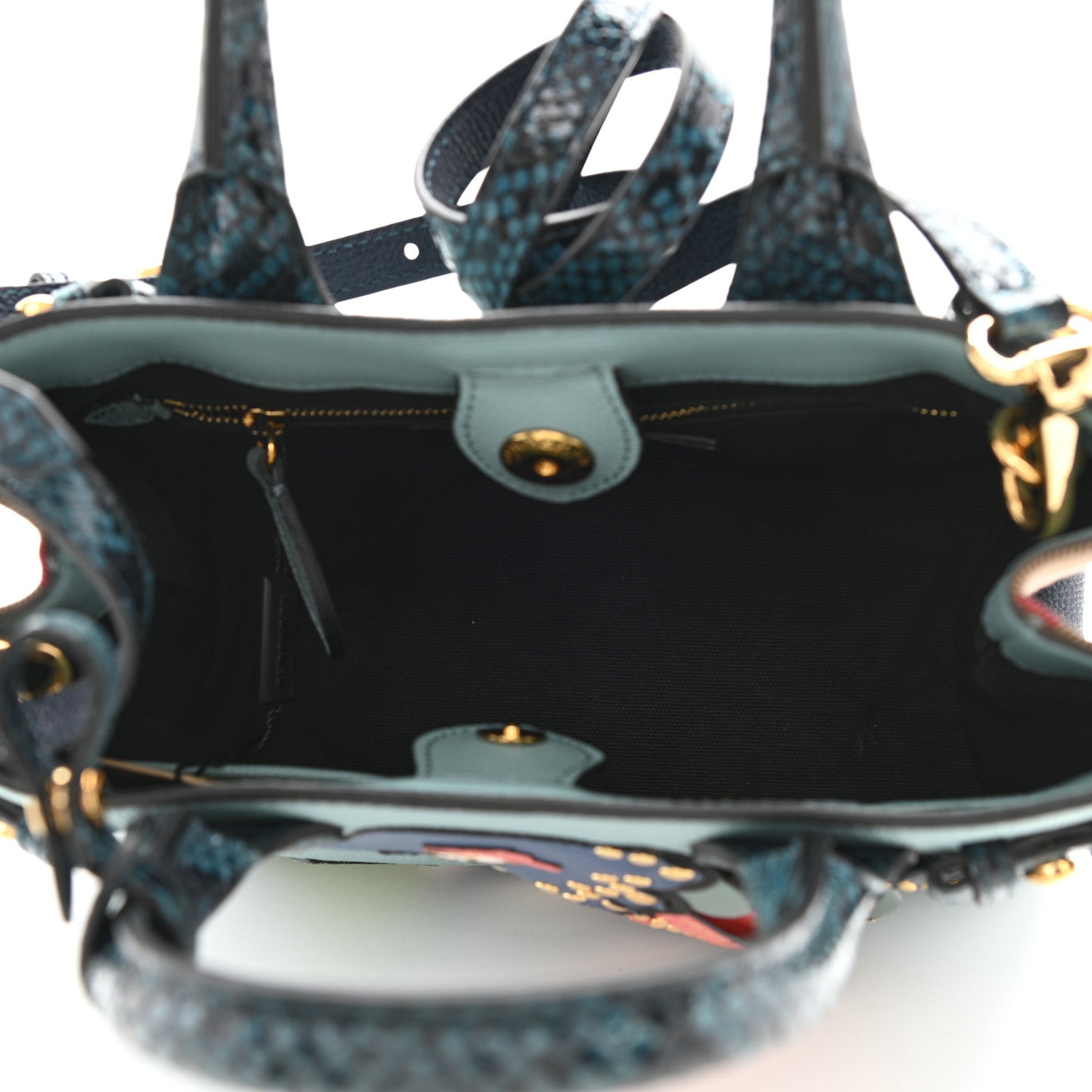 Burberry Derby Calfskin Watersnake Beasts Fish Small Banner Tote Pale Opal 5 of 9