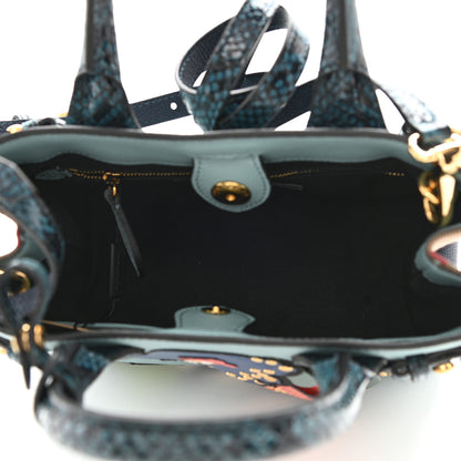 Burberry Derby Calfskin Watersnake Beasts Fish Small Banner Tote Pale Opal 5 of 9