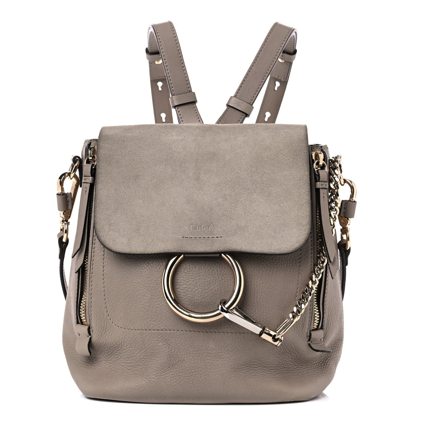 Chloe Suede Calfskin Small Faye Backpack Motty Grey 1 of 14
