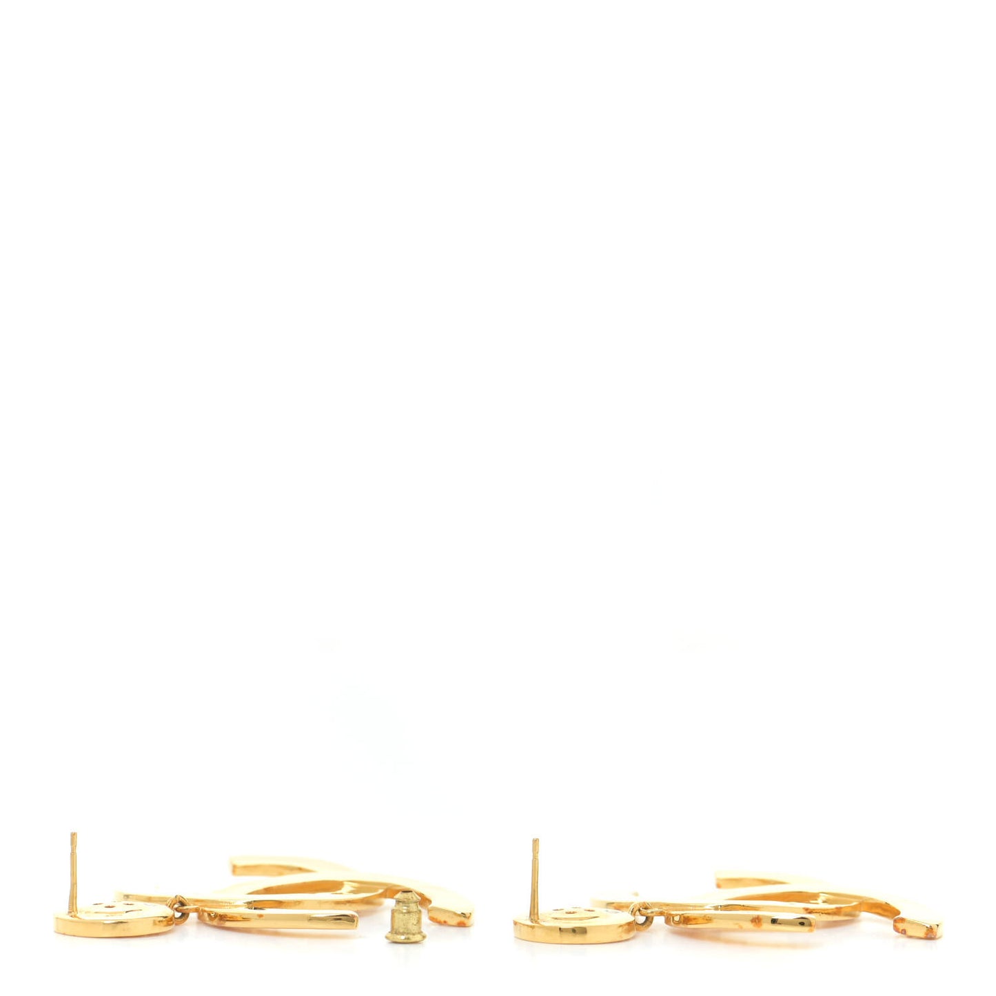 Metal Large Paris Button Earrings Gold