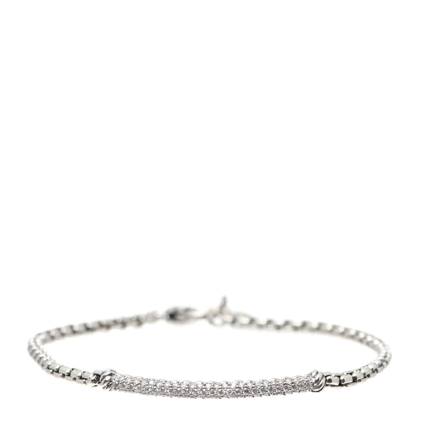 Sterling Silver Diamond Petite Pave Metro Bar Bracelet