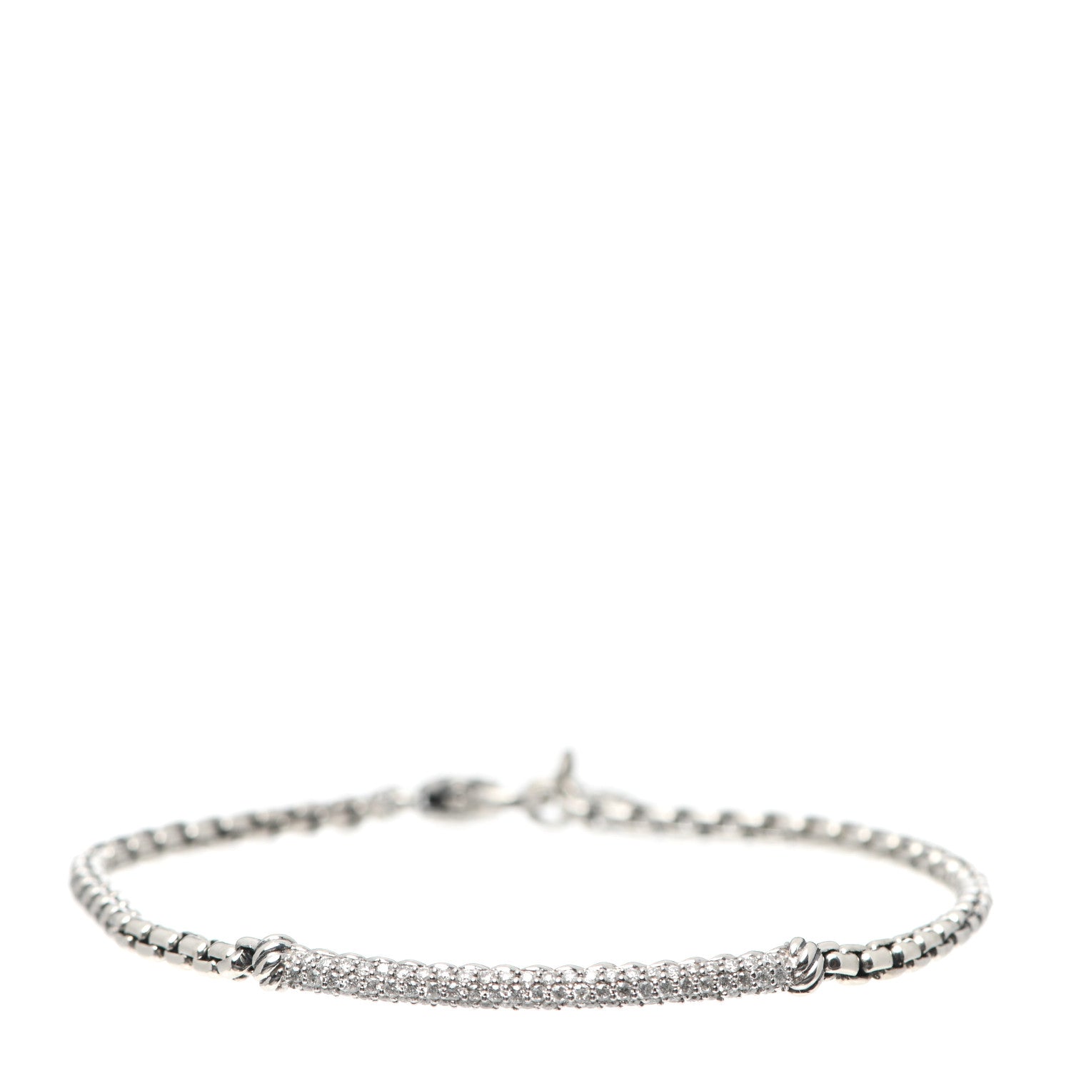 David Yurman Sterling Silver Diamond Petite Pave Metro Bar Bracelet 1 of 5