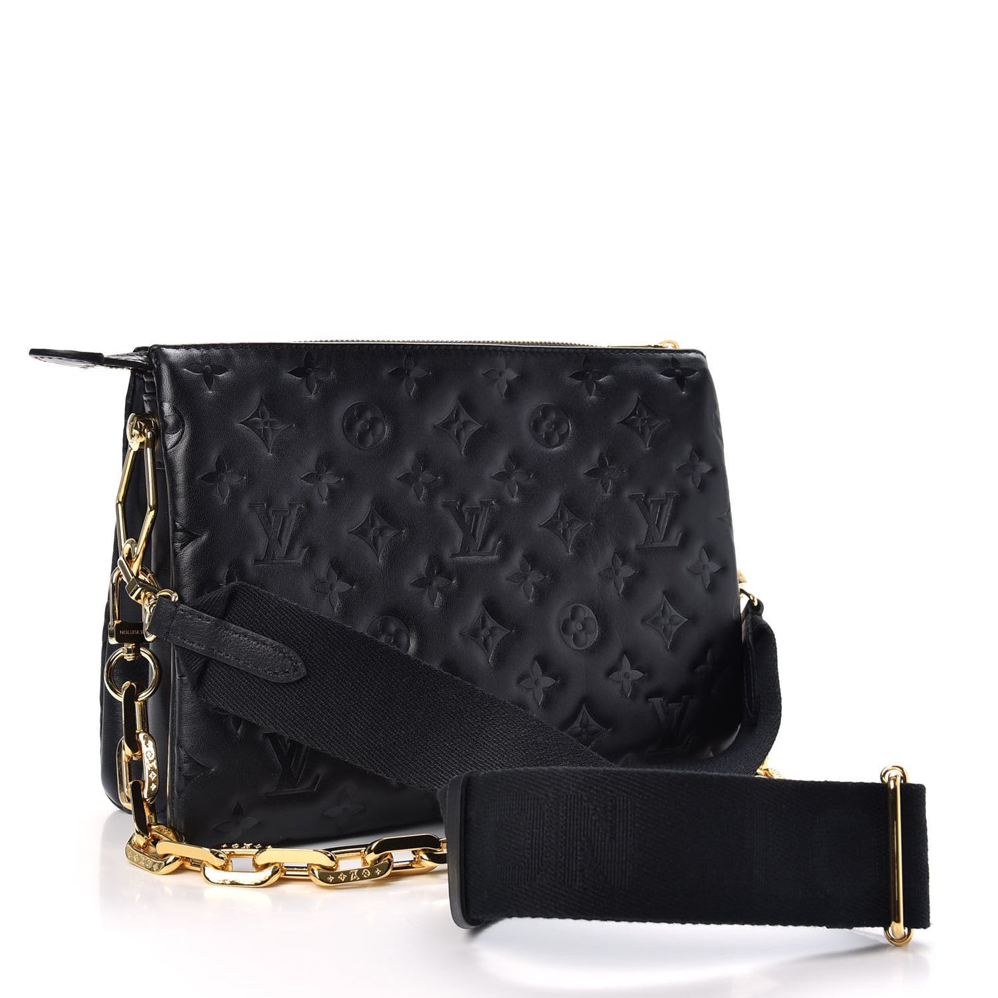 Lambskin Embossed Monogram Coussin PM Black