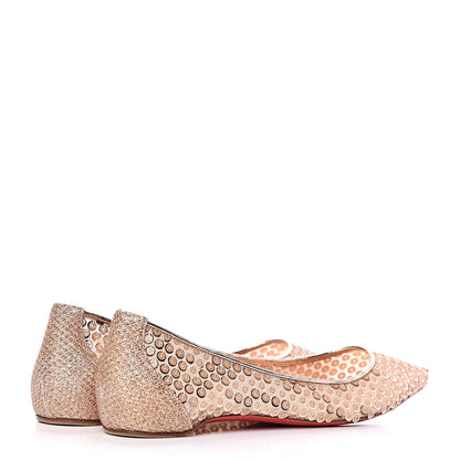Christian Louboutin Lace Paill Cabaret Rete 554 Flats 37.5 Version Nude 4 of 9