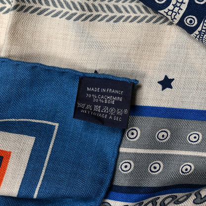 Hermes Cashmere Selle De Dignitaire Bandana Shawl 140 Bleu Royal Marine 4 of 4