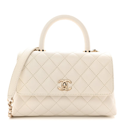 Chanel Caviar Quilted Mini Coco Handle Flap White 1 of 11