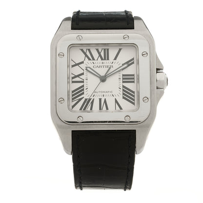 Cartier Stainless Steel Alligator 38mm Santos 100 Automatic Watch 1 of 4