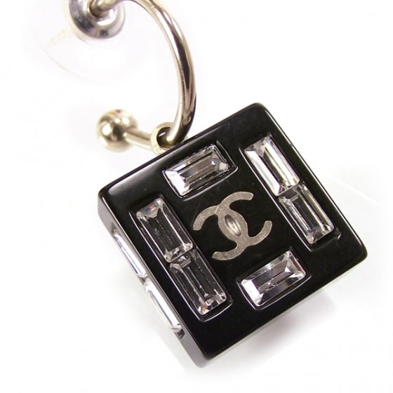 Chanel Crystal Cube CC Earrings Black 4 of 4