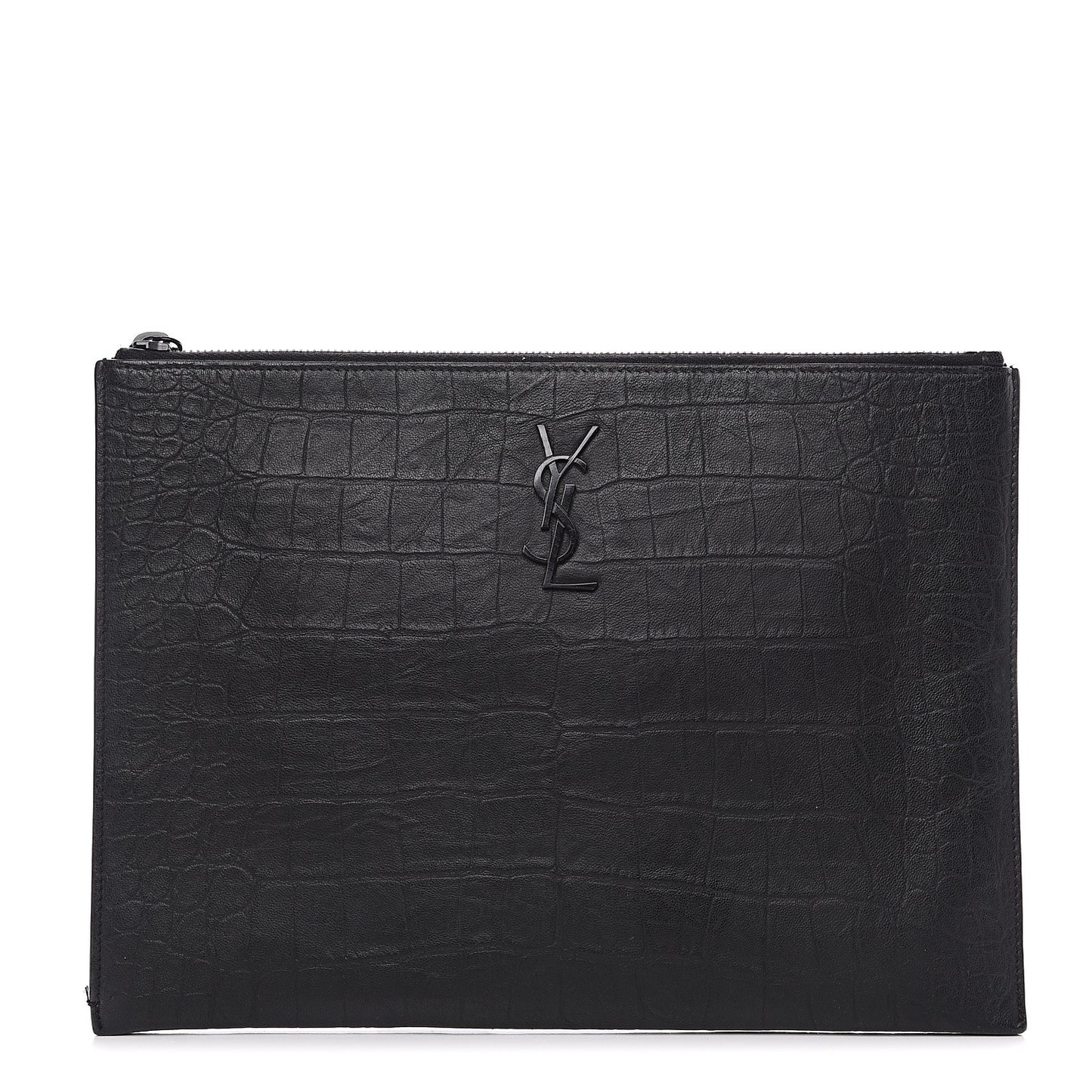 Calfskin Crocodile Embossed Monogram iPad Case Black