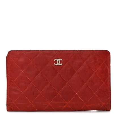 Chanel Crinkled Calfskin Quilted Yen Wallet Red 1 of 11