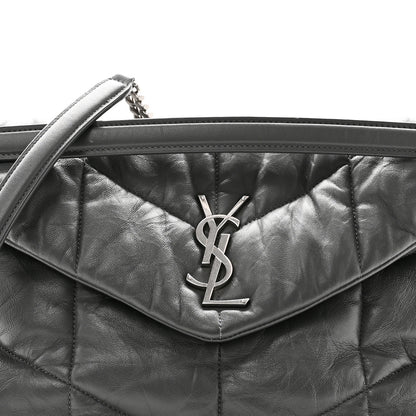 Saint Laurent Calfskin Quilted Medium Loulou Puffer Monogram Chain Satchel Storm 8 of 10