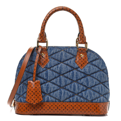 Louis Vuitton Denim Calfskin Reverse Monogram Malletage Alma BB Blue 1 of 12