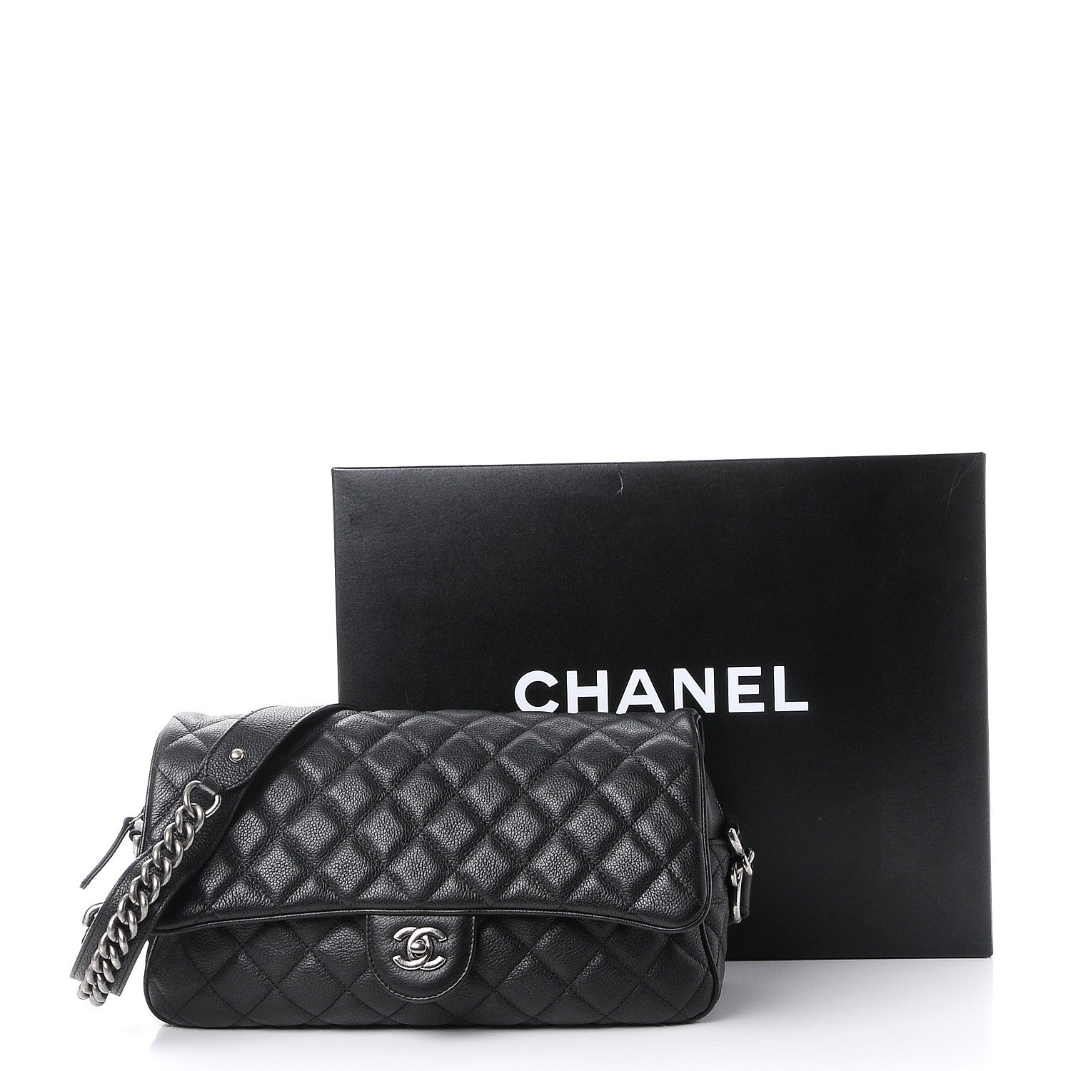 Chanel Grained Calfskin Quilted Medium Casual Rock Flap Black 8 of 8