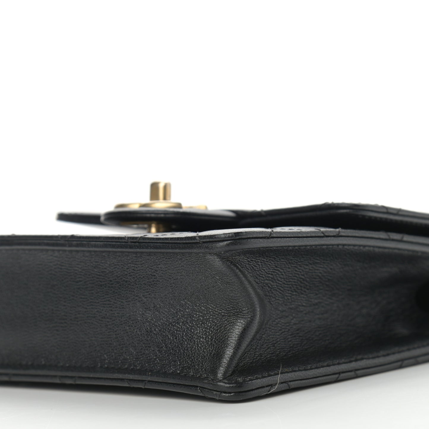 Goatskin Quilted Chic Pearls Flap Black