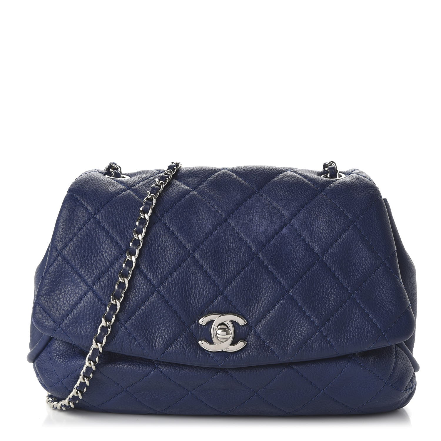 Chanel Calfskin Quilted CC Curvy Flap Blue 1 of 12