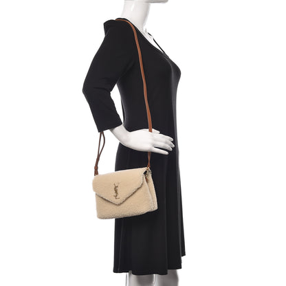Saint Laurent Shearling Toy Loulou Shoulder Bag Natural 2 of 10