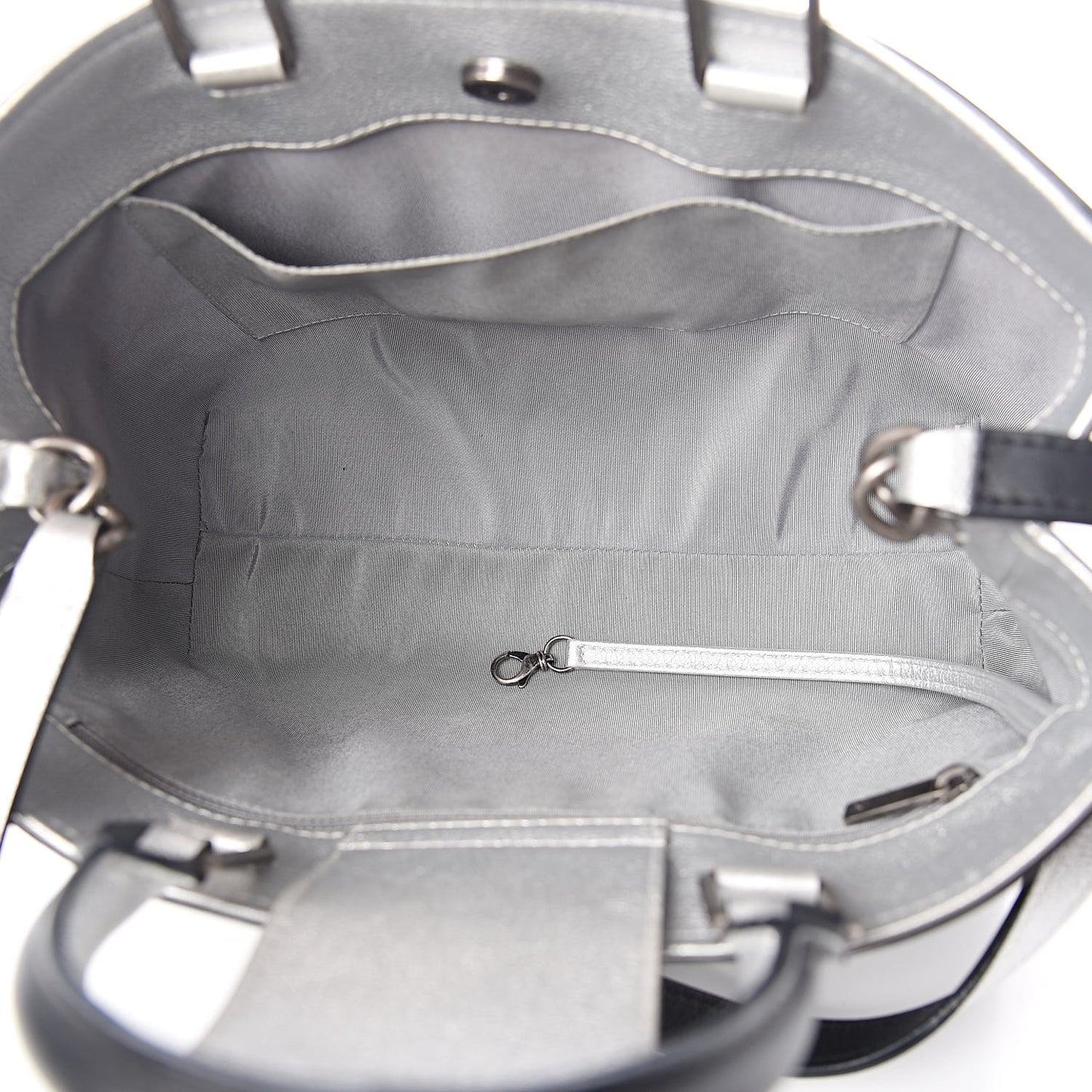 Bullskin Stitched Bi-Color Medium Shopping Tote Black Silver