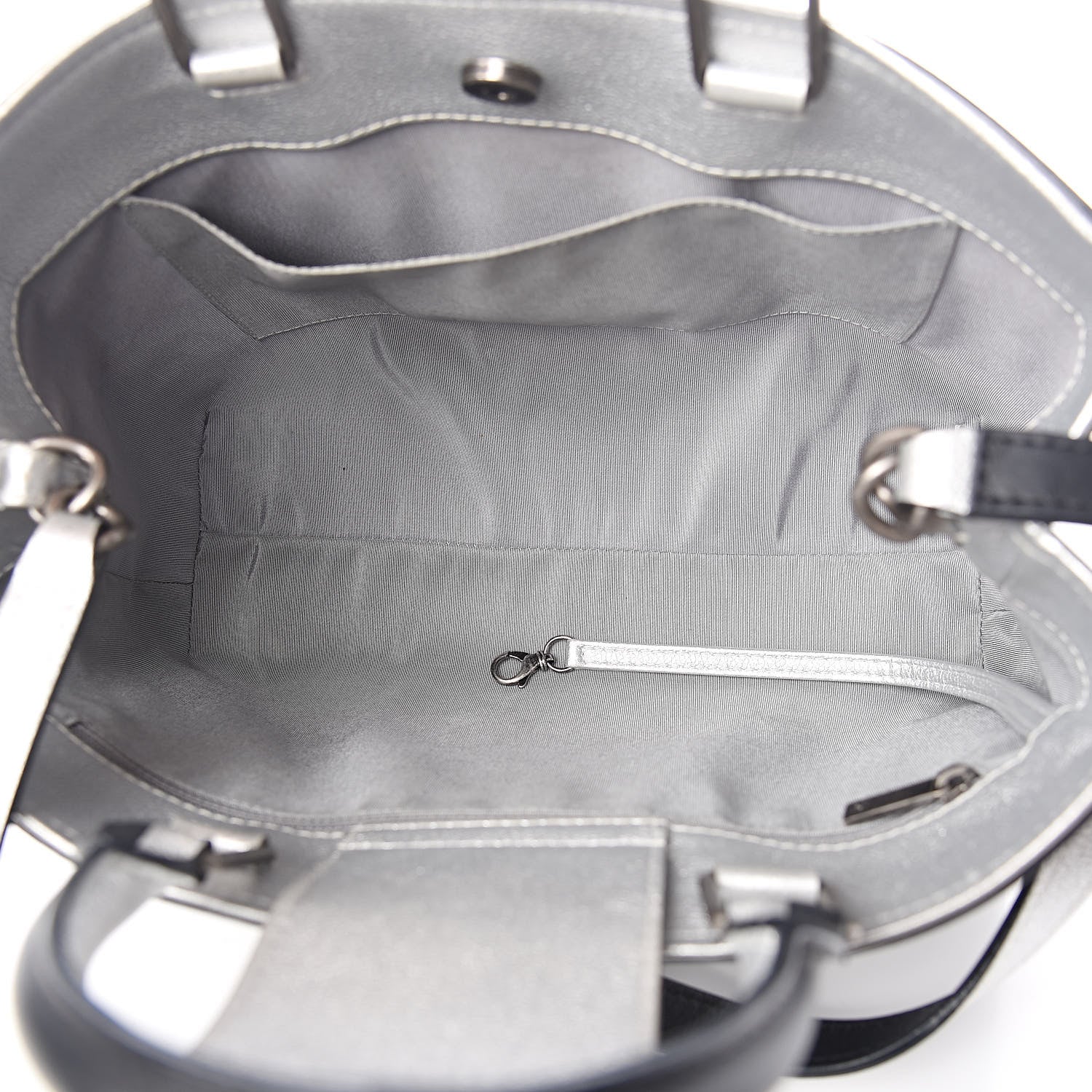 Chanel Bullskin Stitched Bi-Color Medium Shopping Tote Black Silver 5 of 10
